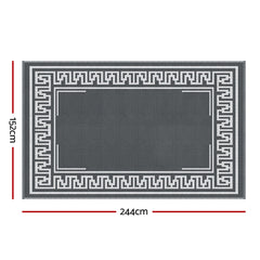 Gardeon Outdoor Rugs 152x244cm Large Carpet Reversible Area Mat PP Dual-Sided Patio Rug Greek Key