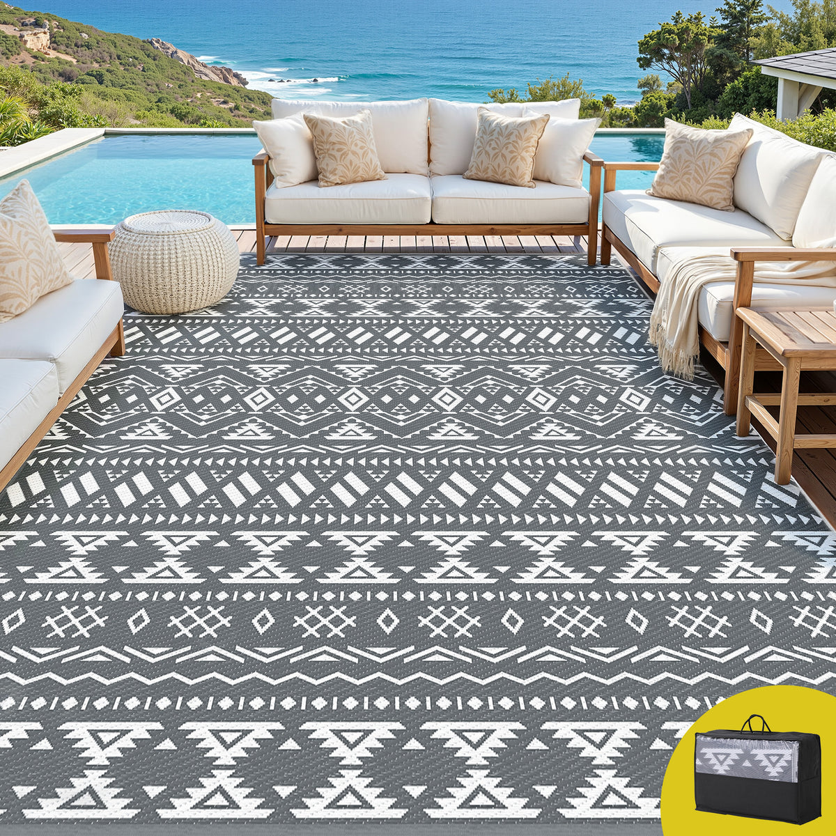 Gardeon Outdoor Rugs 274x366cm Large Carpet Reversible Free Delivery