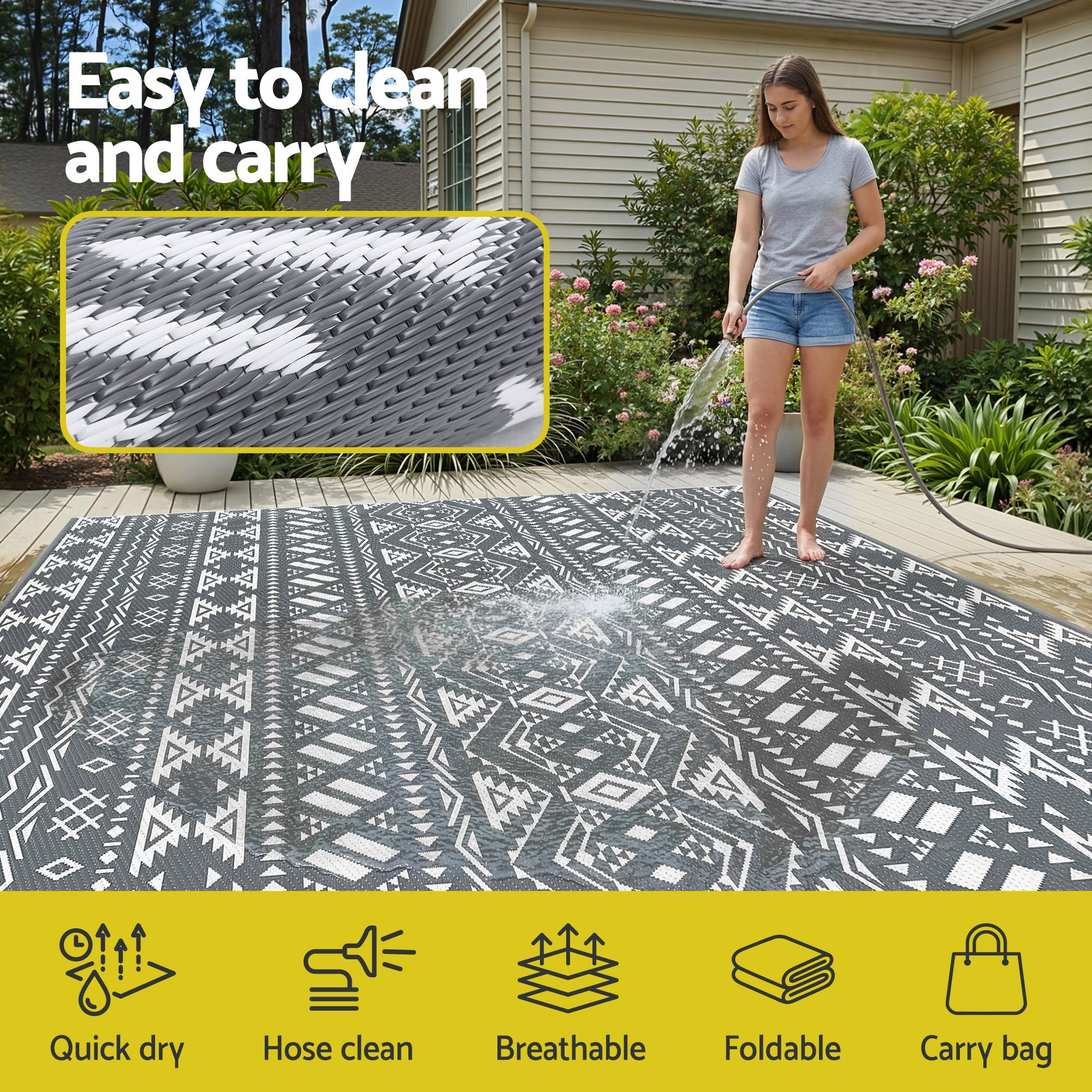 Gardeon Outdoor Rugs 274x366cm Large Carpet Reversible Free Delivery