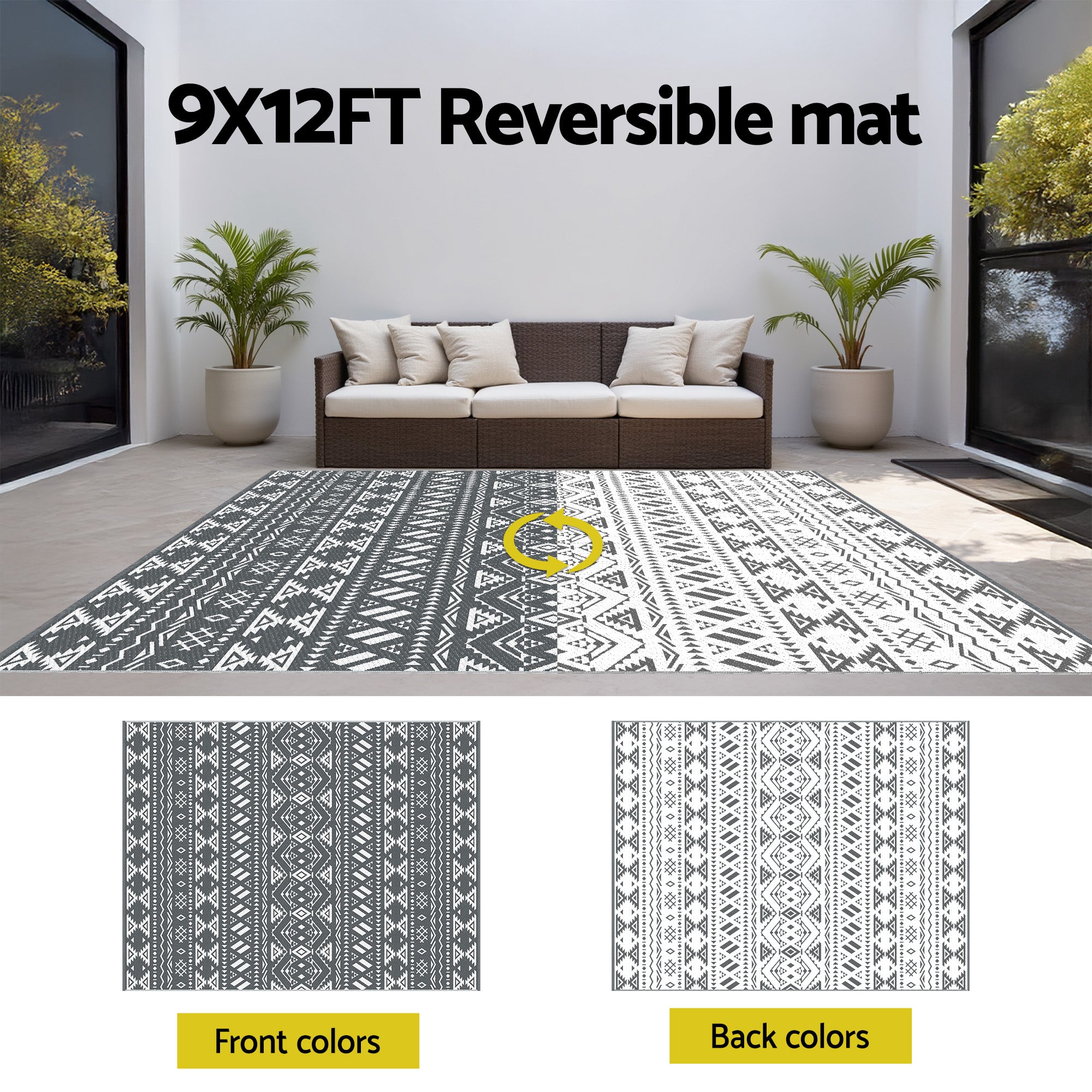 Gardeon Outdoor Rugs 274x366cm Large Carpet Reversible Free Delivery