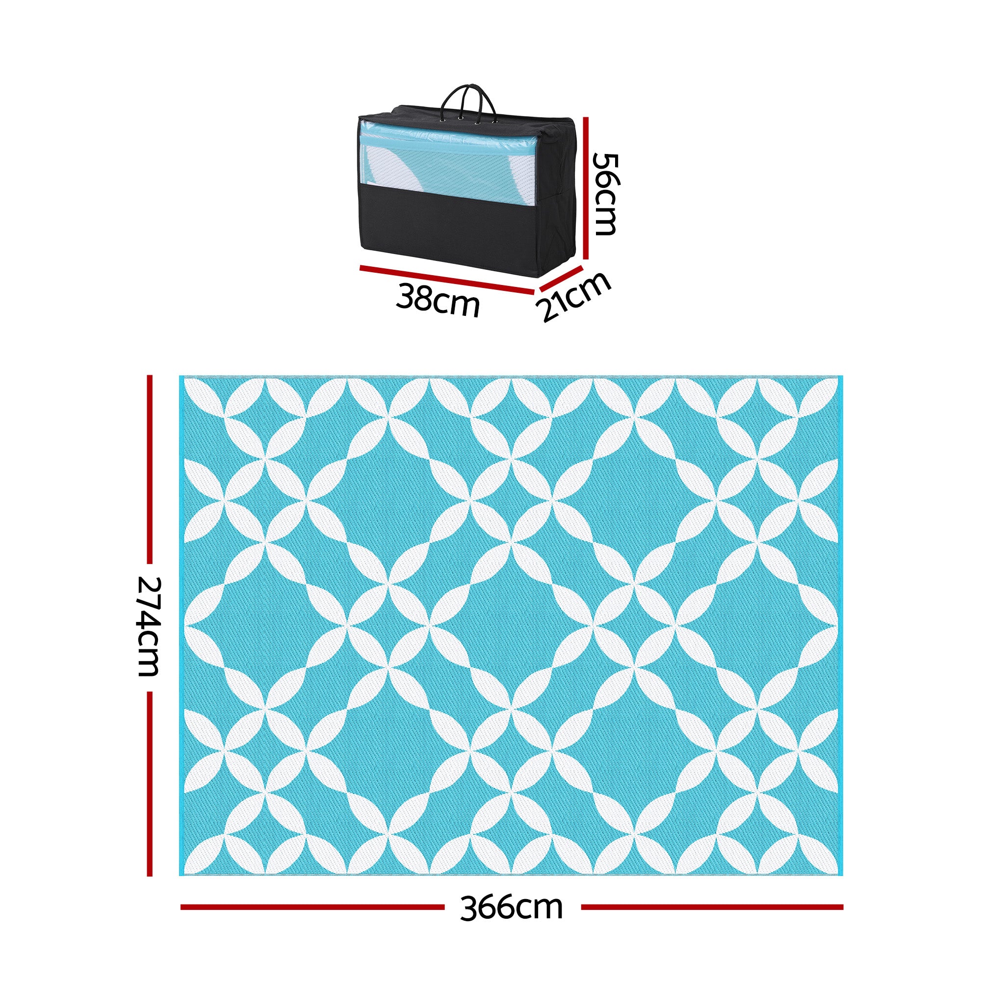 Gardeon Outdoor Rugs 274x366cm Large Carpet Reversible Free Delivery