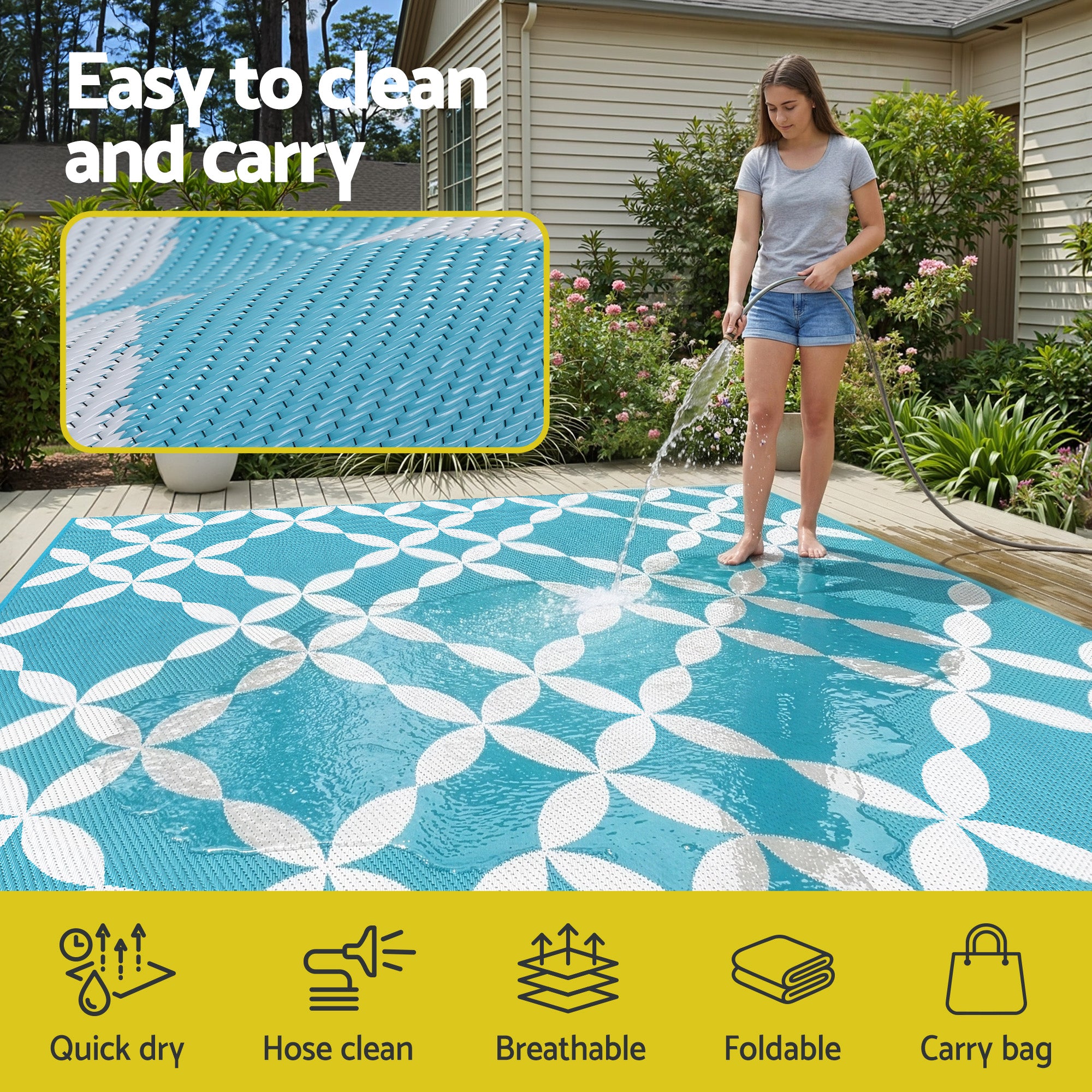 Gardeon Outdoor Rugs 274x366cm Large Carpet Reversible Free Delivery