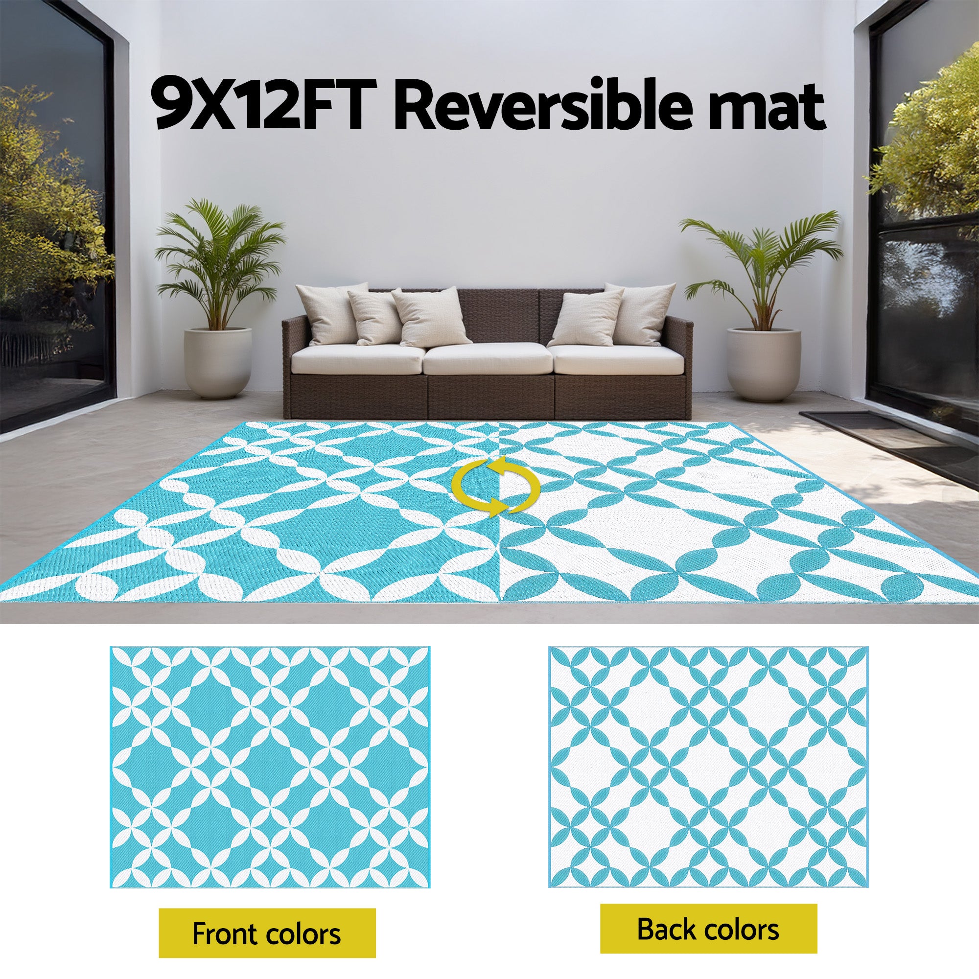 Gardeon Outdoor Rugs 274x366cm Large Carpet Reversible Free Delivery