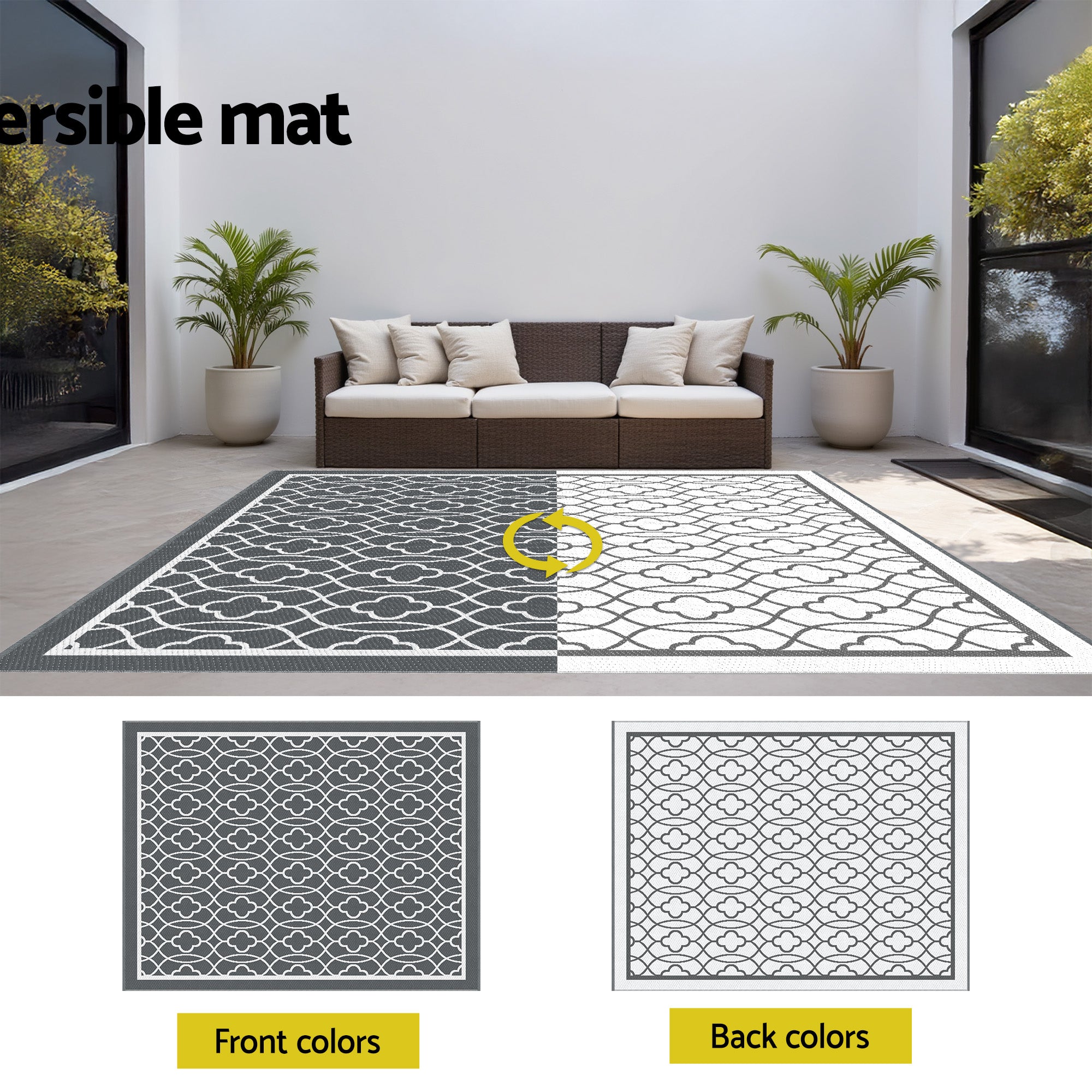 Gardeon Outdoor Rugs 274x366cm Large Carpet Reversible Free Delivery