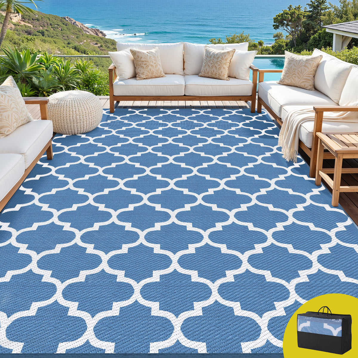 Gardeon Outdoor Rugs 274x366cm Large Carpet Reversible Free Delivery