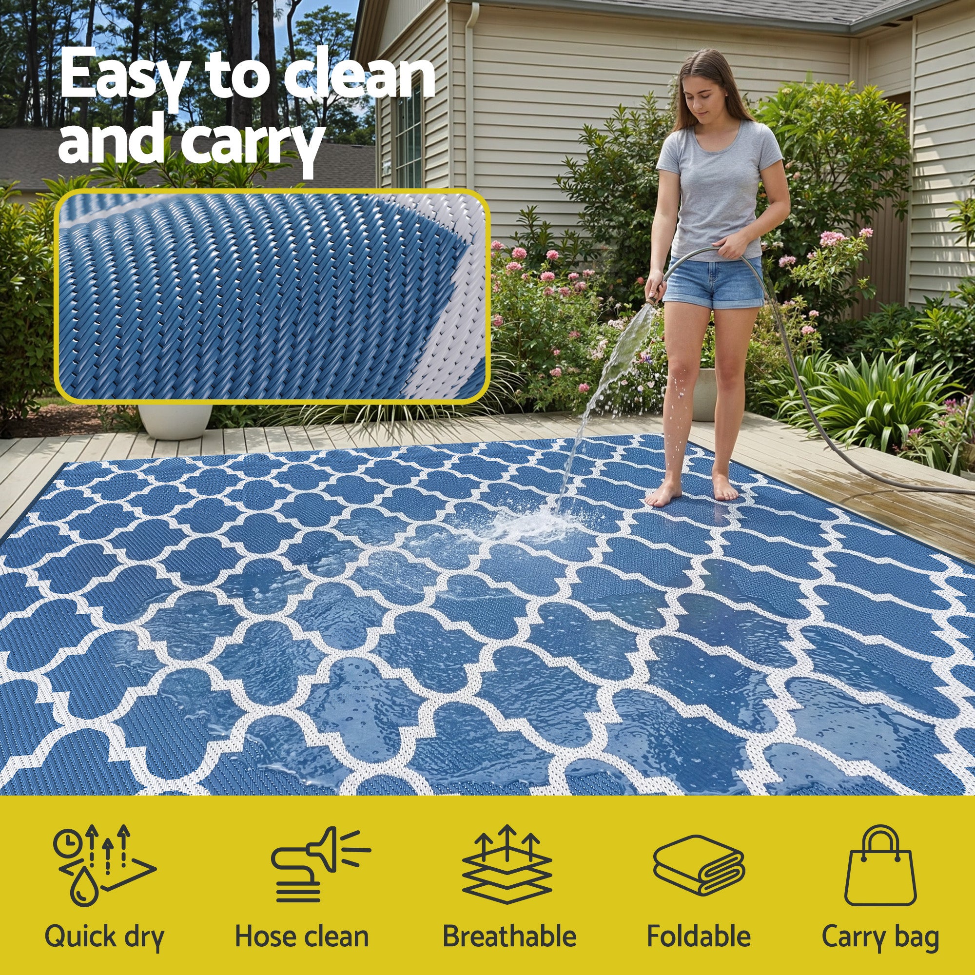 Gardeon Outdoor Rugs 274x366cm Large Carpet Reversible Free Delivery