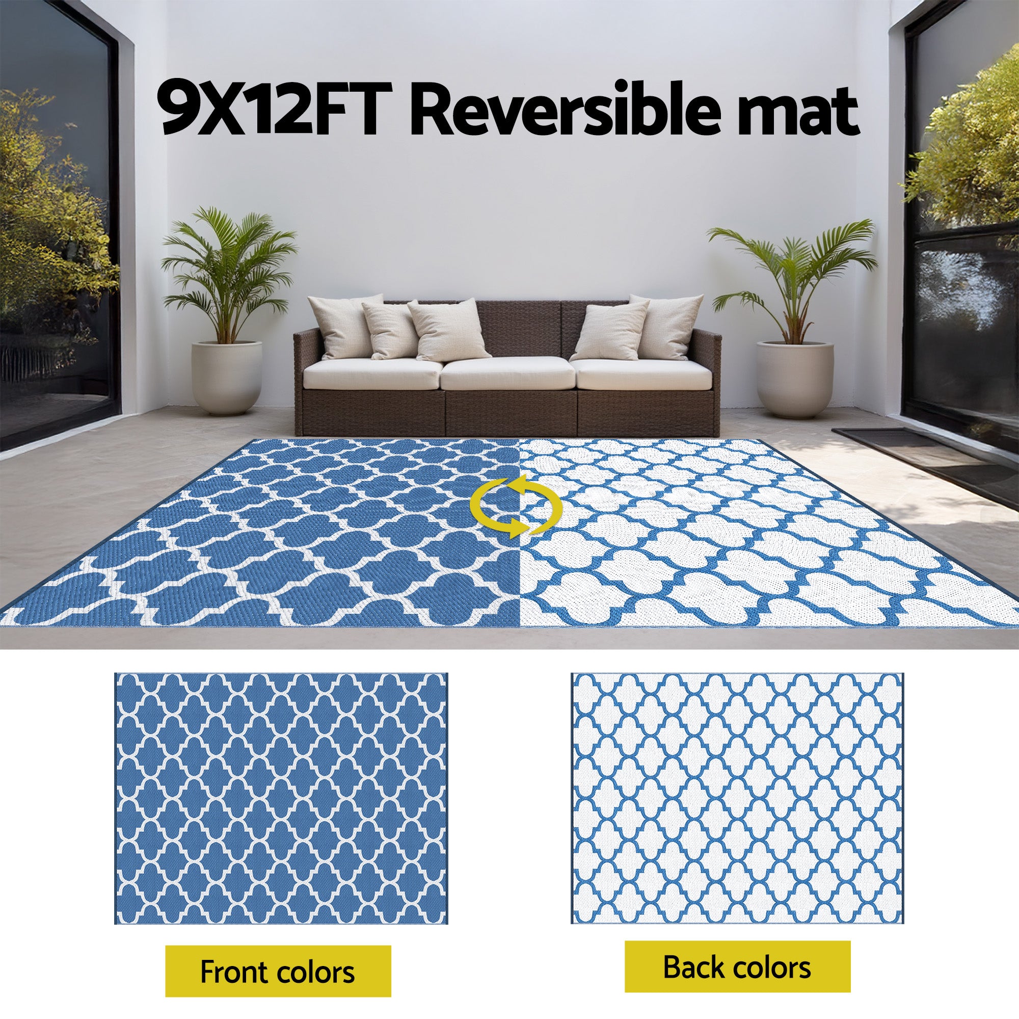 Gardeon Outdoor Rugs 274x366cm Large Carpet Reversible Free Delivery