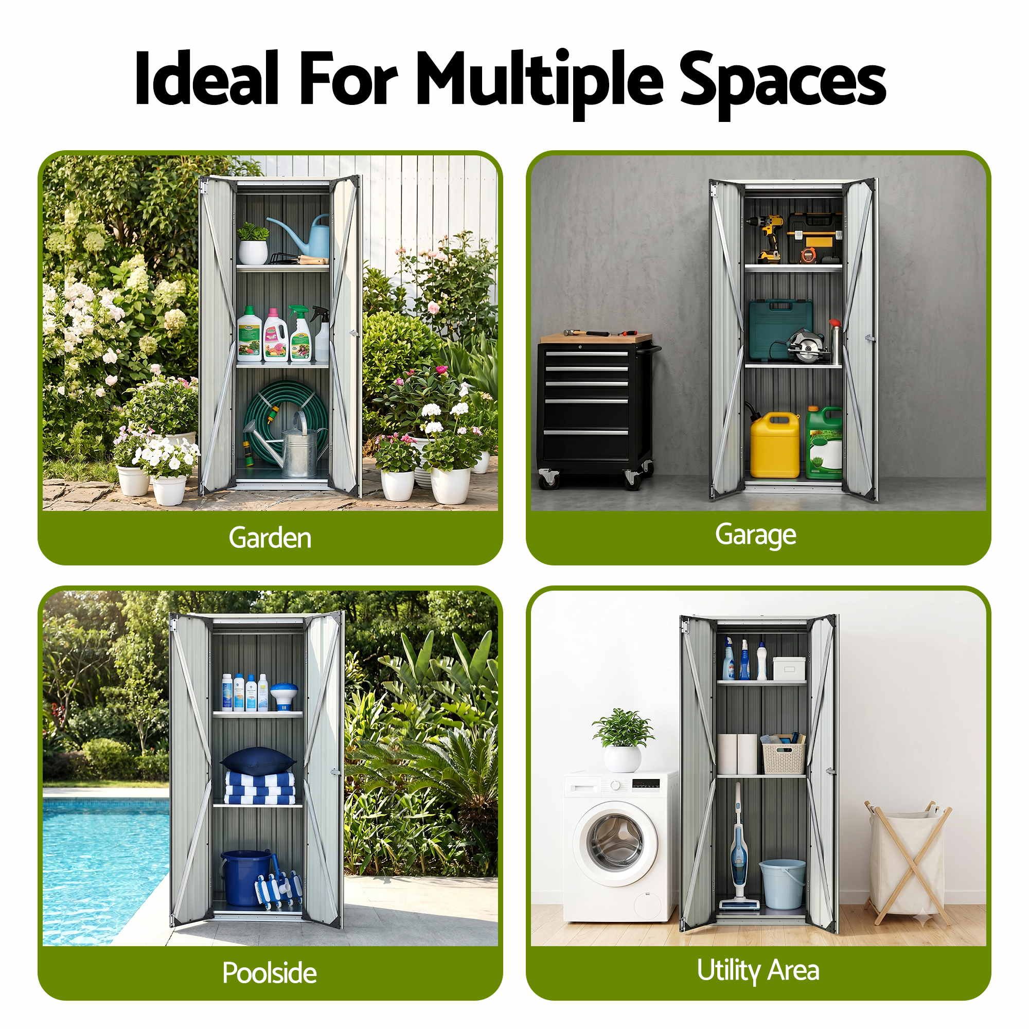 Gardeon Outdoor Storage Cabinet Garden Shed Tool Lockable Cupboard Steel Adjustable Shelves