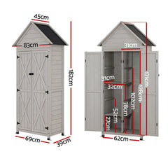 Gardeon Outdoor Storage Cabinet Cupboard Lockable Tool Organizer Shed Adjustable Grey