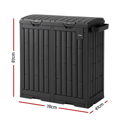 Gardeon Outdoor Trash Cans Dual Compartment Trash Can 220L Black