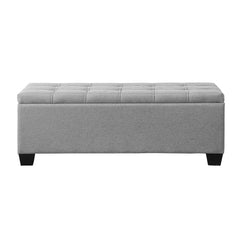 Artiss Storage Ottoman Blanket Box 97cm Button Linen Grey