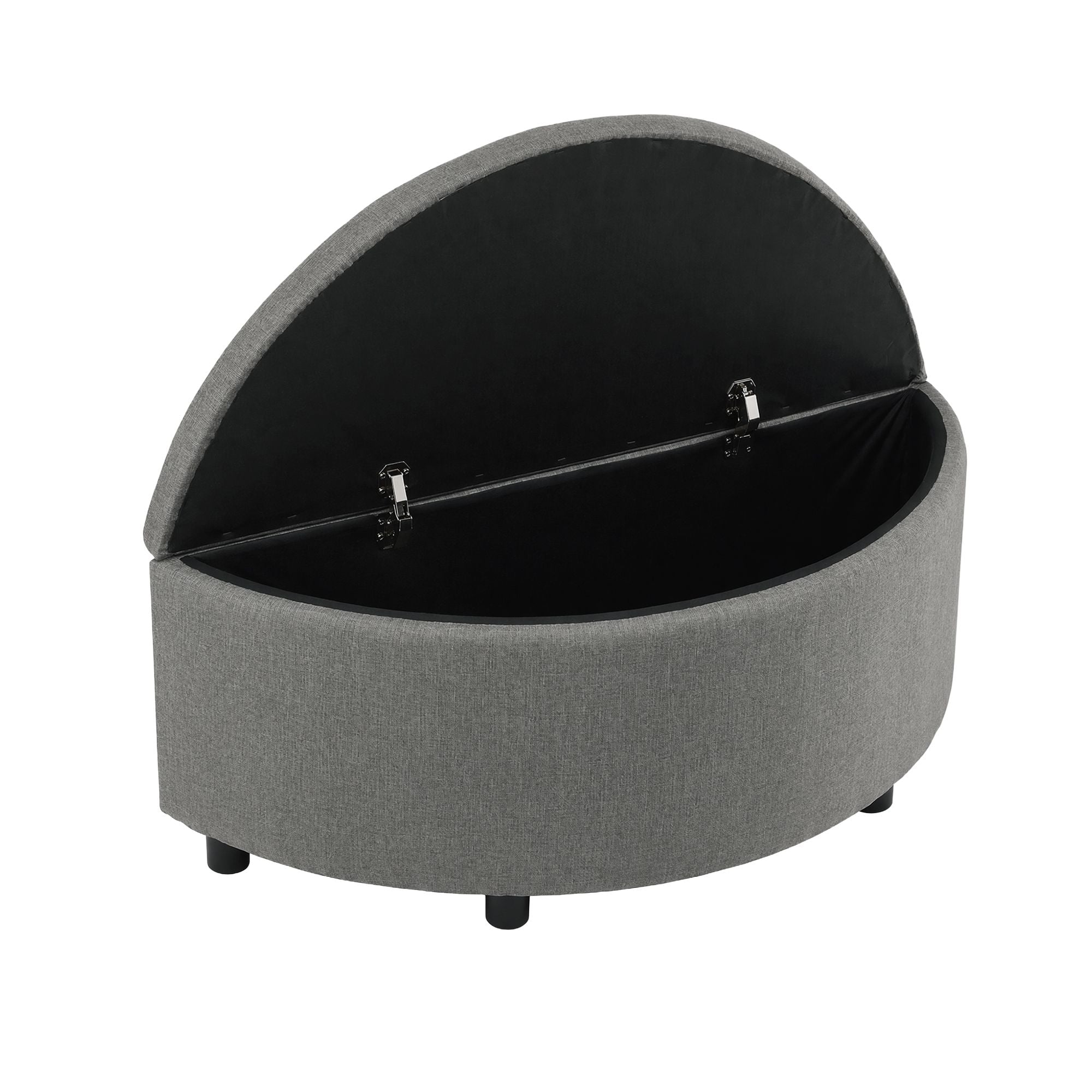 Artiss Storage Ottoman Bench Linen Fabric Tufted Half Round Footstool Grey