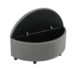 Artiss Storage Ottoman Bench Linen Fabric Tufted Half Round Footstool Grey