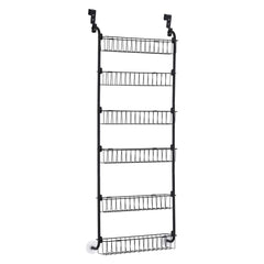 Artiss Over Door Storage Hanger Pantry 6-Tier Metal Hook Hanging Organiser Black