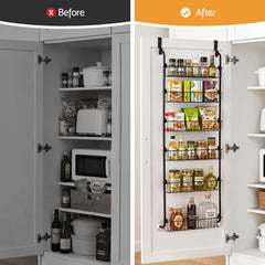 Artiss Over Door Storage Hanger Pantry 6-Tier Metal Hook Hanging Organiser Black