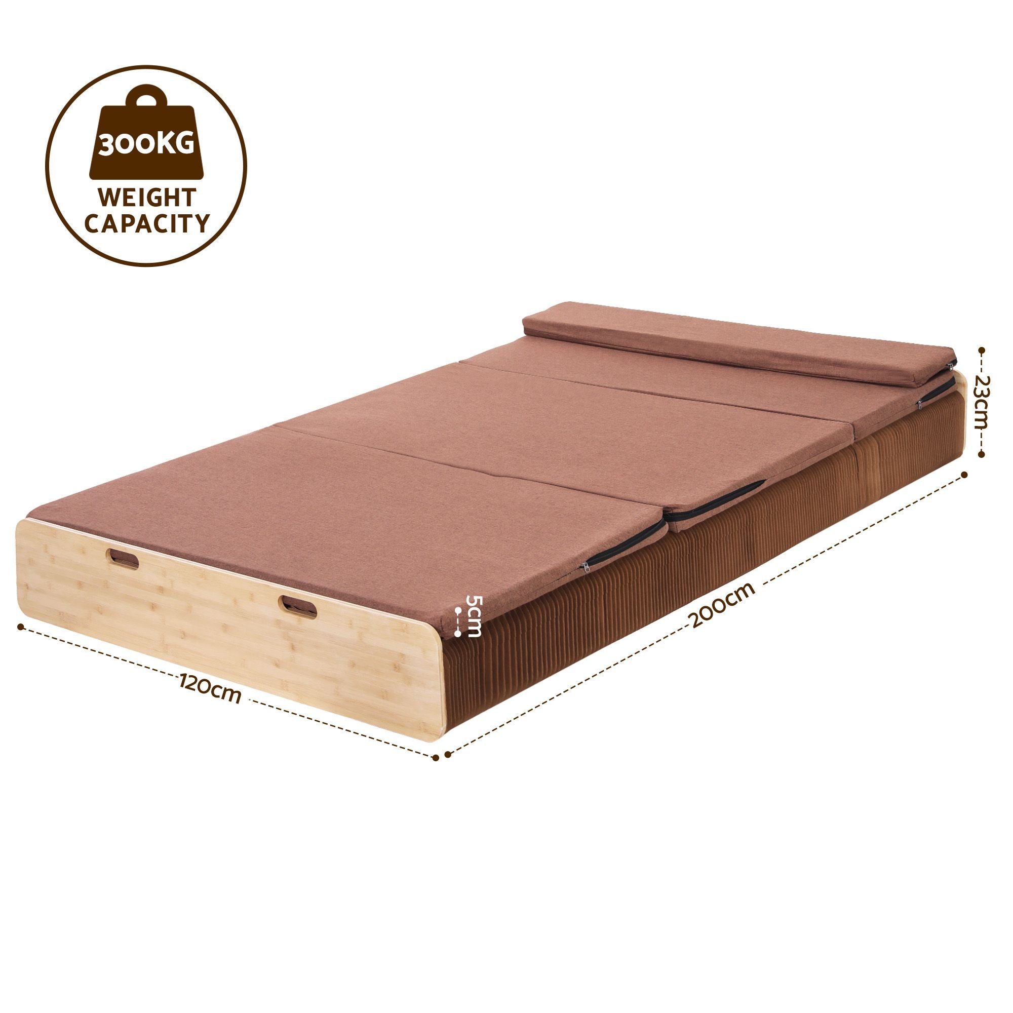 Artiss Folding Kraft Paper Bed Frame with Mattress and Pillow 300kg Capacity 200x120cm