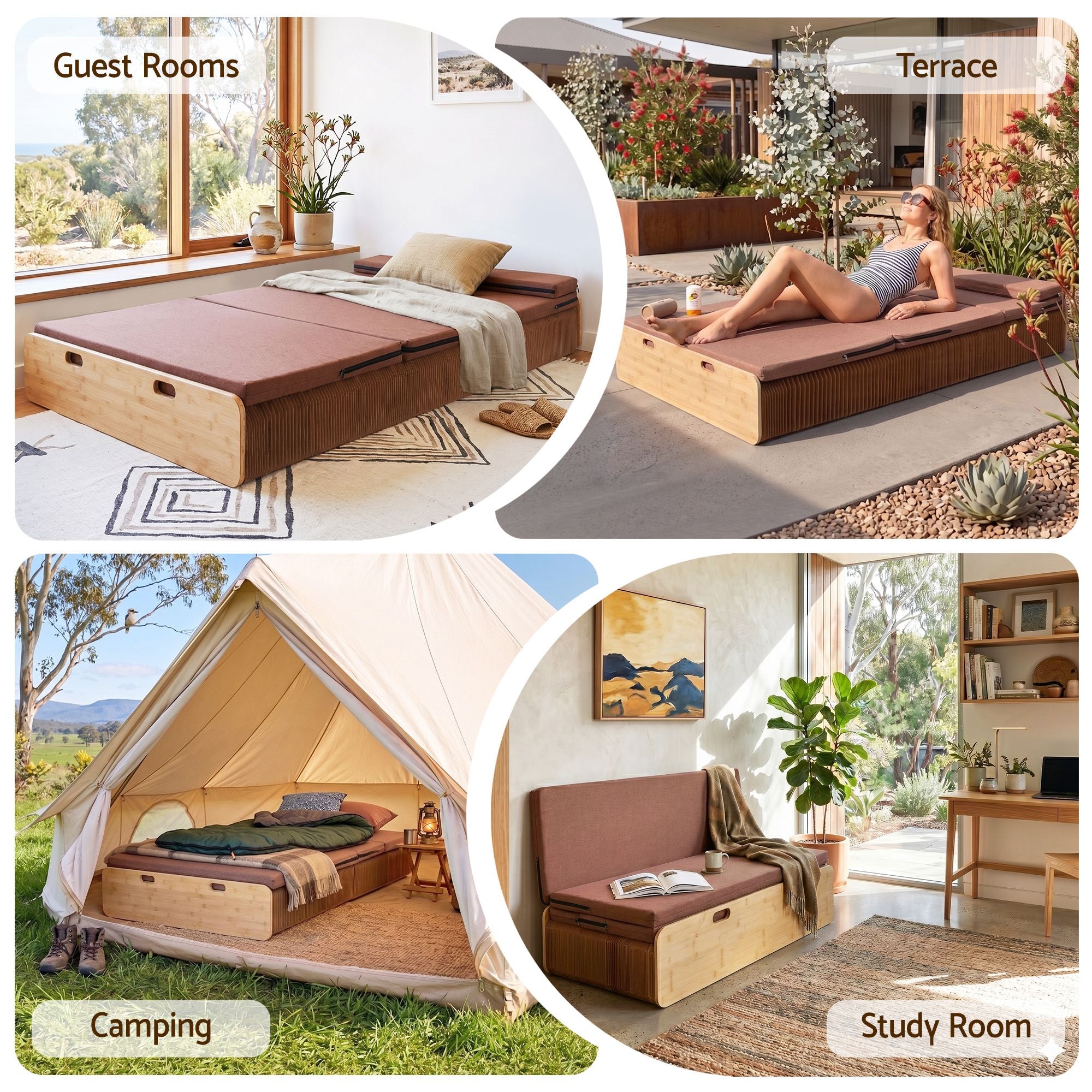 Artiss Folding Kraft Paper Bed Frame with Mattress and Pillow 300kg Capacity 200x120cm