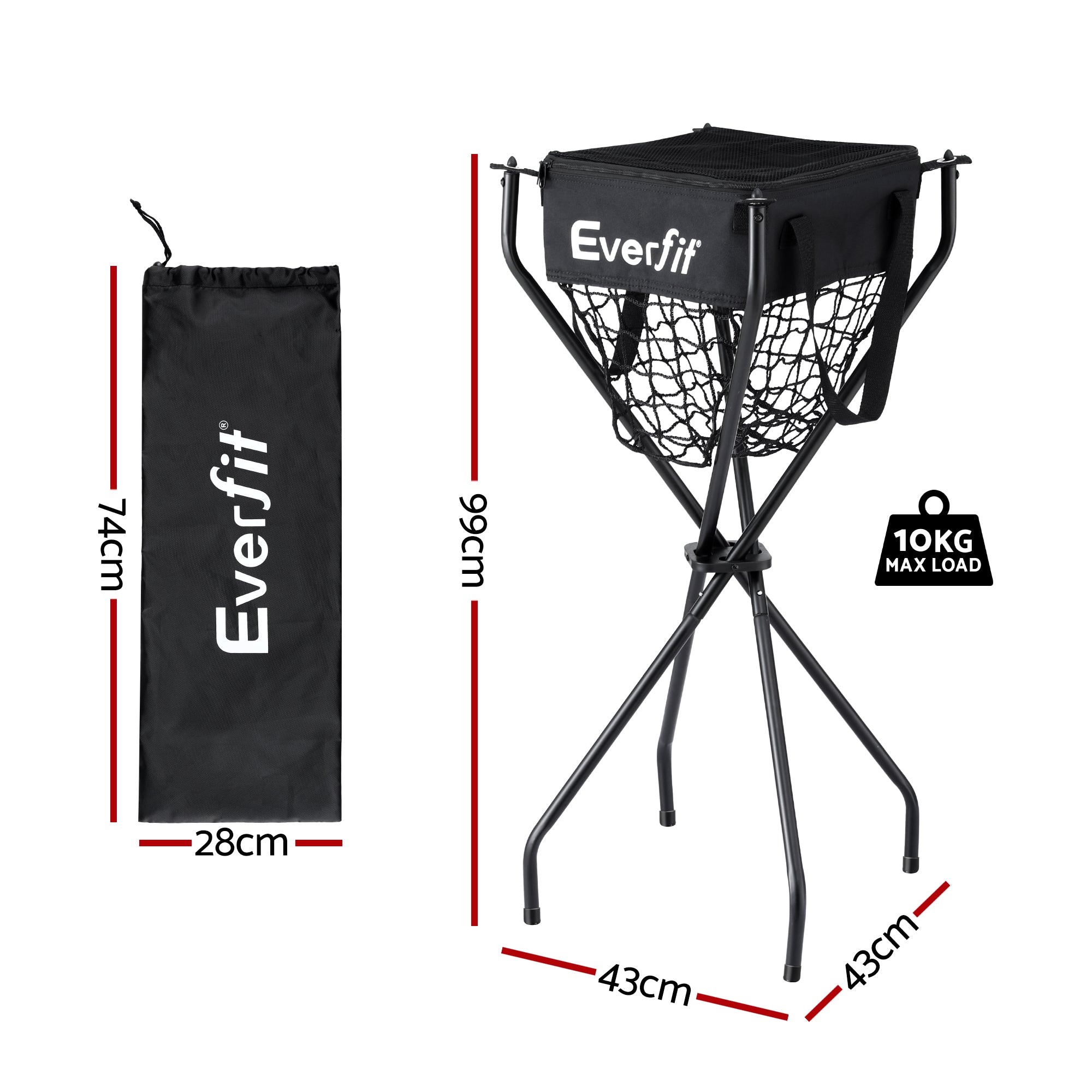 Everfit Portable Ball Cart Foldable Pickleball Tennis Free Delivery