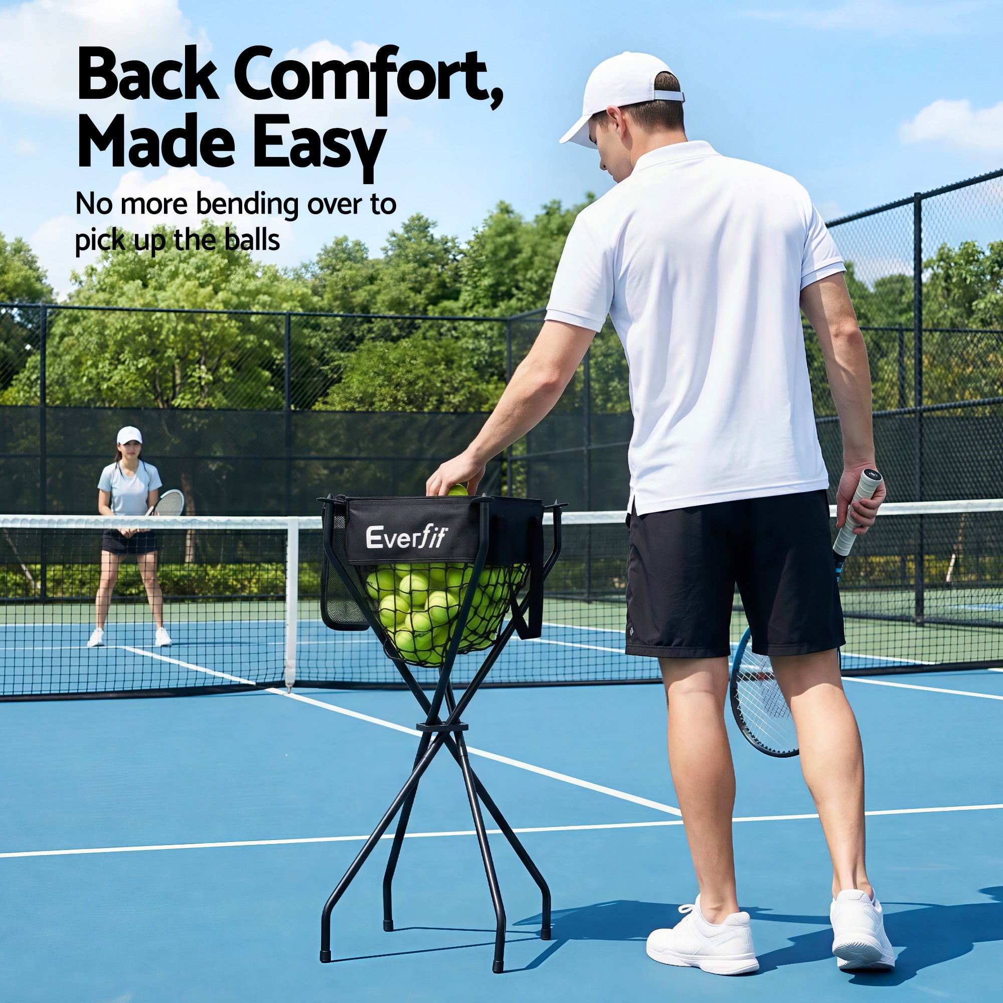 Everfit Portable Ball Cart Foldable Pickleball Tennis Free Delivery
