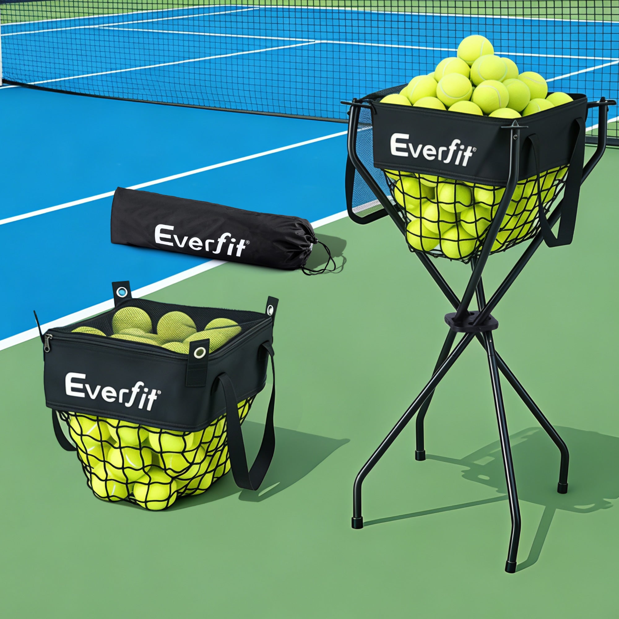 Everfit Portable Ball Cart Foldable Pickleball Tennis Free Delivery