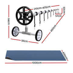 Aqua Buddy Pool Cover 600 Micron 10x4m w/ Roller 4m Swimming Pools Black Solar Blanket