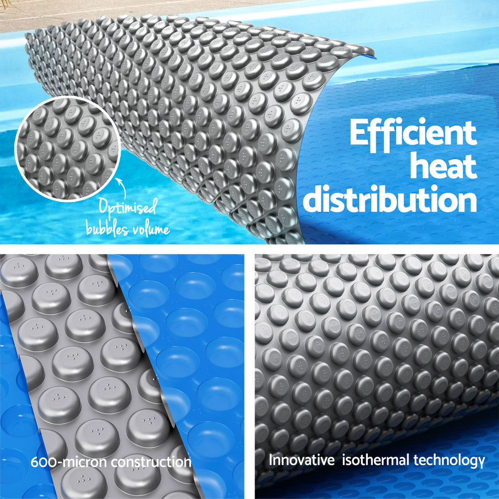 Aqua Buddy Pool Cover 600 Micron Solar Heat Blanket 10.5x4.2m w/ 5.55m Roller