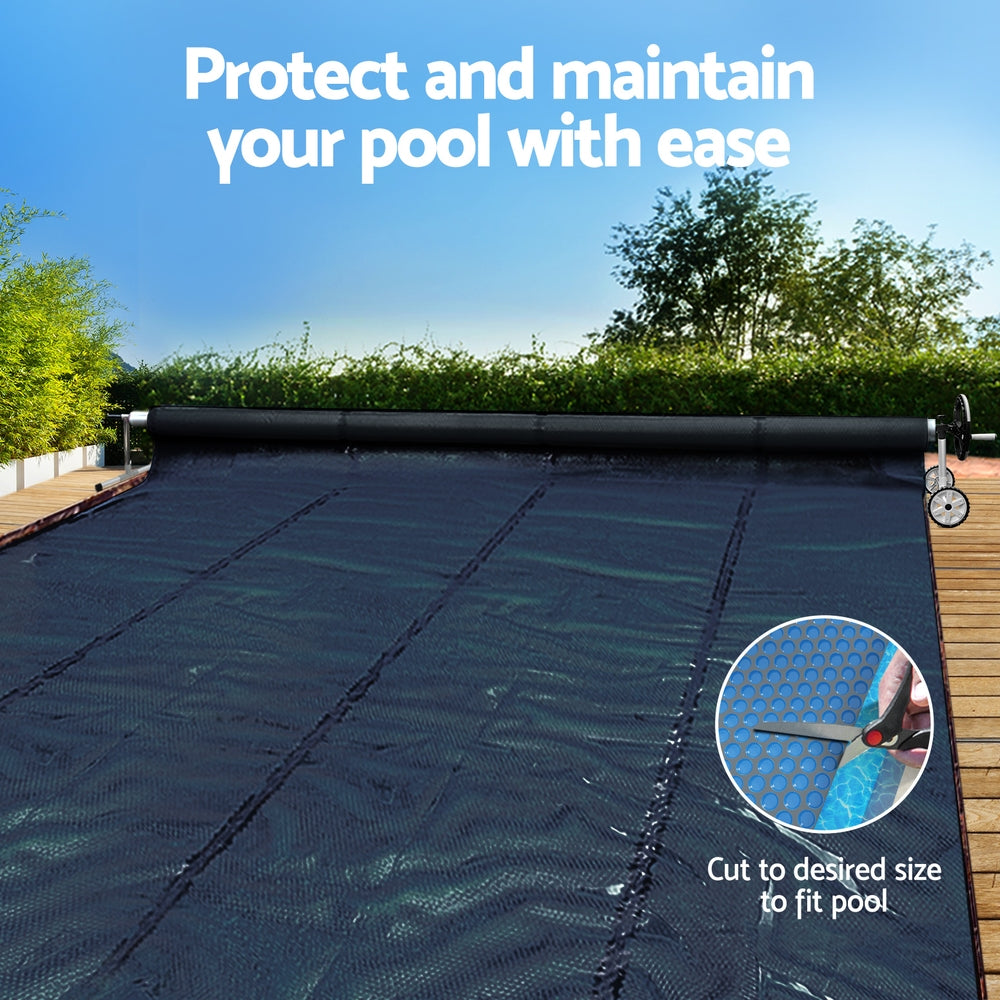 Aqua Buddy Pool Cover 600 Micron 11x4.8m w/Roller 5.55m Swimming Pools Black Solar Blanket