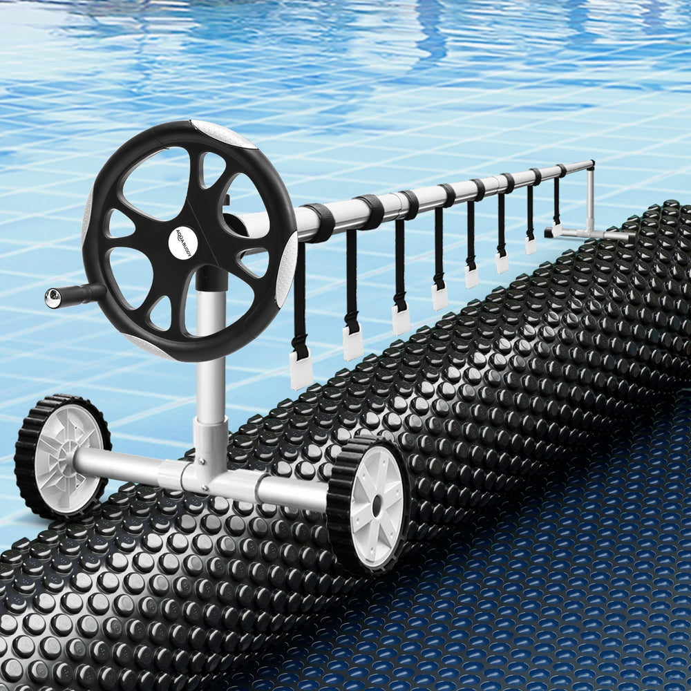 Aqua Buddy Pool Cover 600 Micron 11x4.8m w/Roller 5.55m Swimming Pools Black Solar Blanket