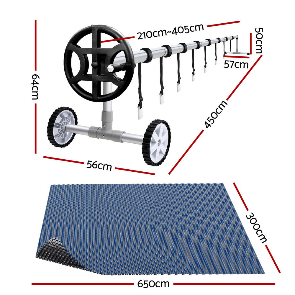 Aqua Buddy Pool Cover 600 Micron 6.5x3m w/Roller 4m Swimming Pools Black Solar Blanket