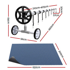 Aqua Buddy Pool Cover 600 Micron 6.5x3m w/Roller 4m Swimming Pools Black Solar Blanket