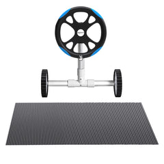 Aqua Buddy Pool Cover 7x4m 600 Micron w/ Roller 5.55m Black Solar Blanket