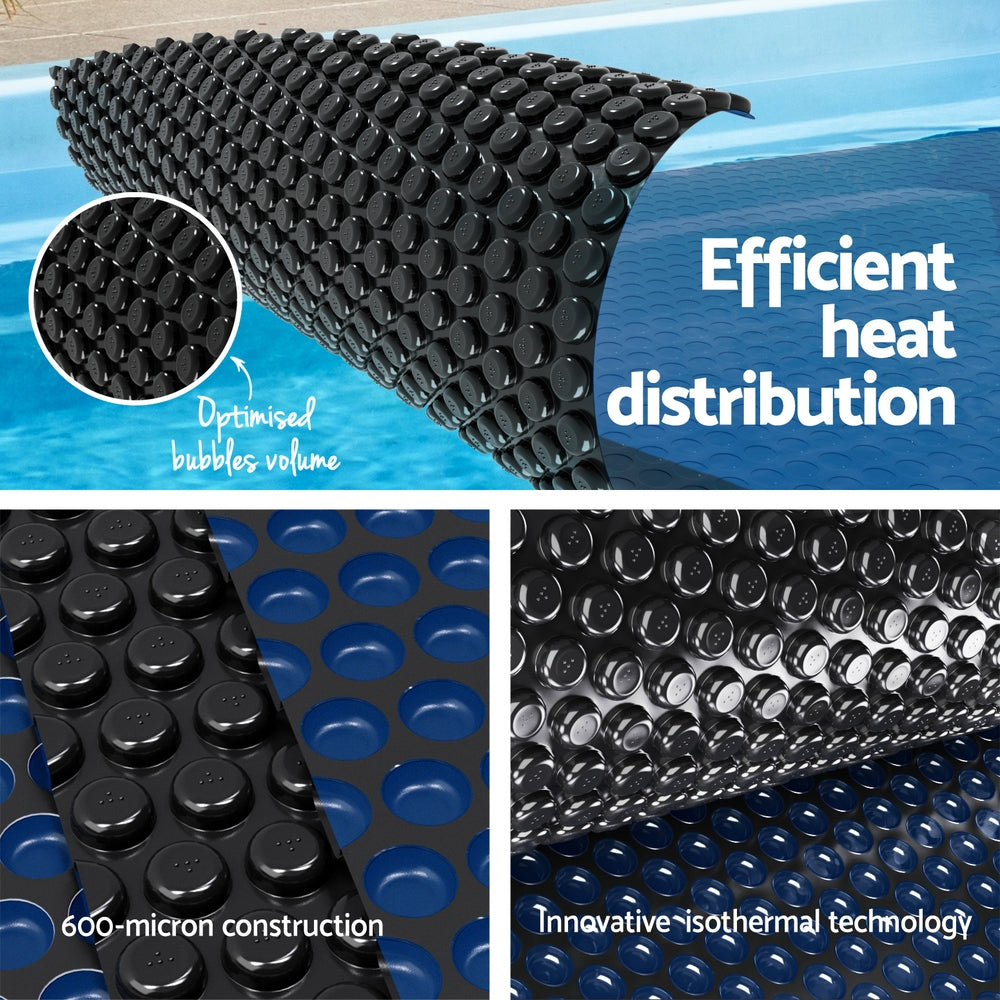 Aqua Buddy Pool Cover 7x4m 600 Micron w/ Roller 5.55m Black Solar Blanket