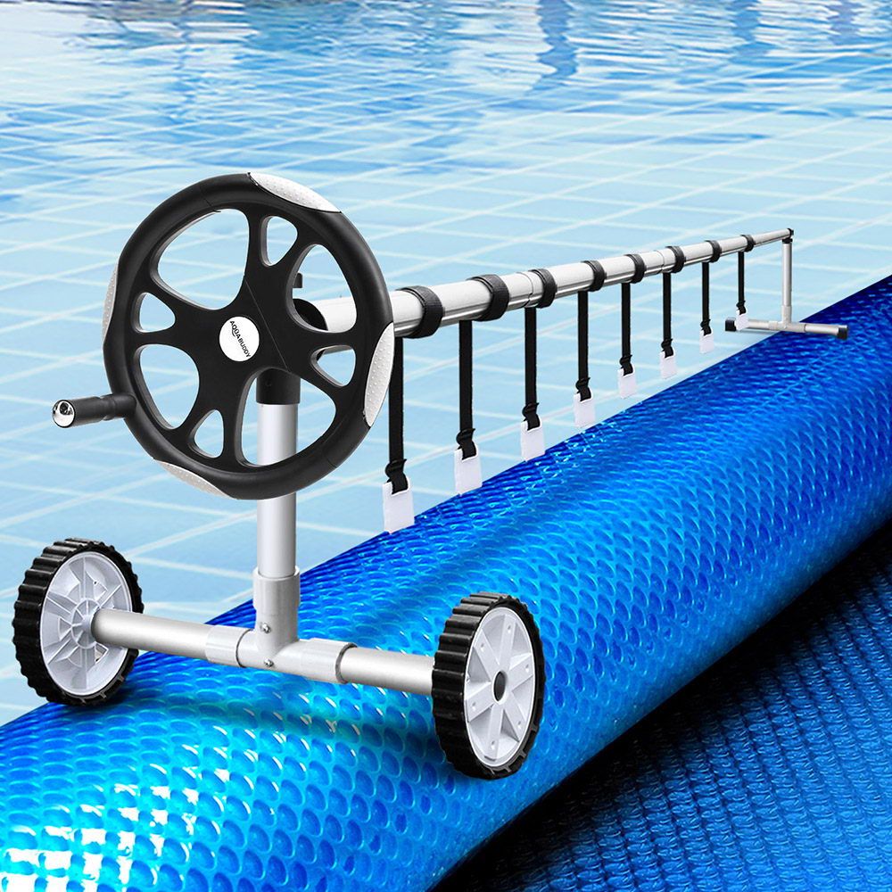 Aqua Buddy Pool Cover 8x4.2m 400 Micron Blue Swimming Pool Solar Blanket 5.5m Roller