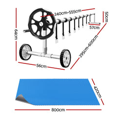 Aqua Buddy Pool Cover 600 Micron Solar Heat Blanket LDPE 8x4.2m w/5.55m Roller
