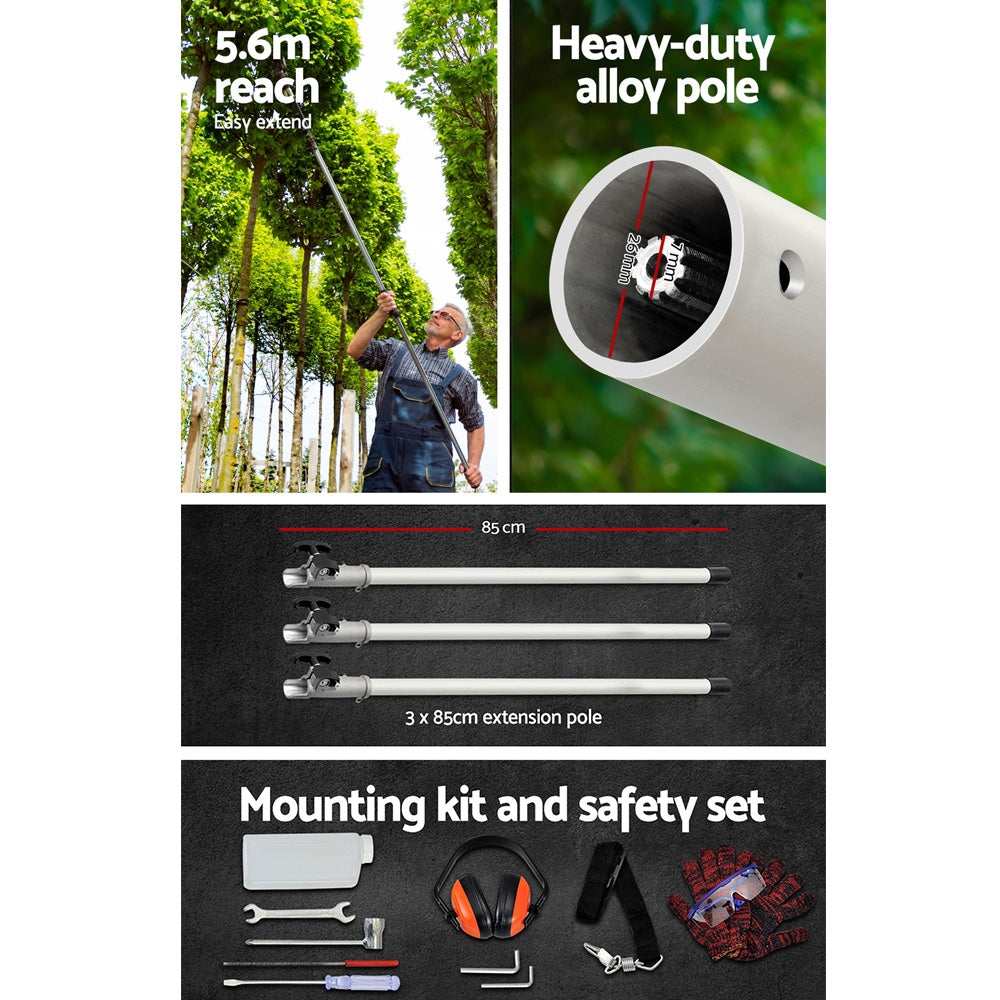 Giantz Pole Chainsaw 2 Stroke Petrol Tree Pruner Long Reach Saw 12 Inch Bar 7 In