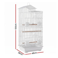 i.Pet 100cm Bird Cage Aviary Parrot Budgie White