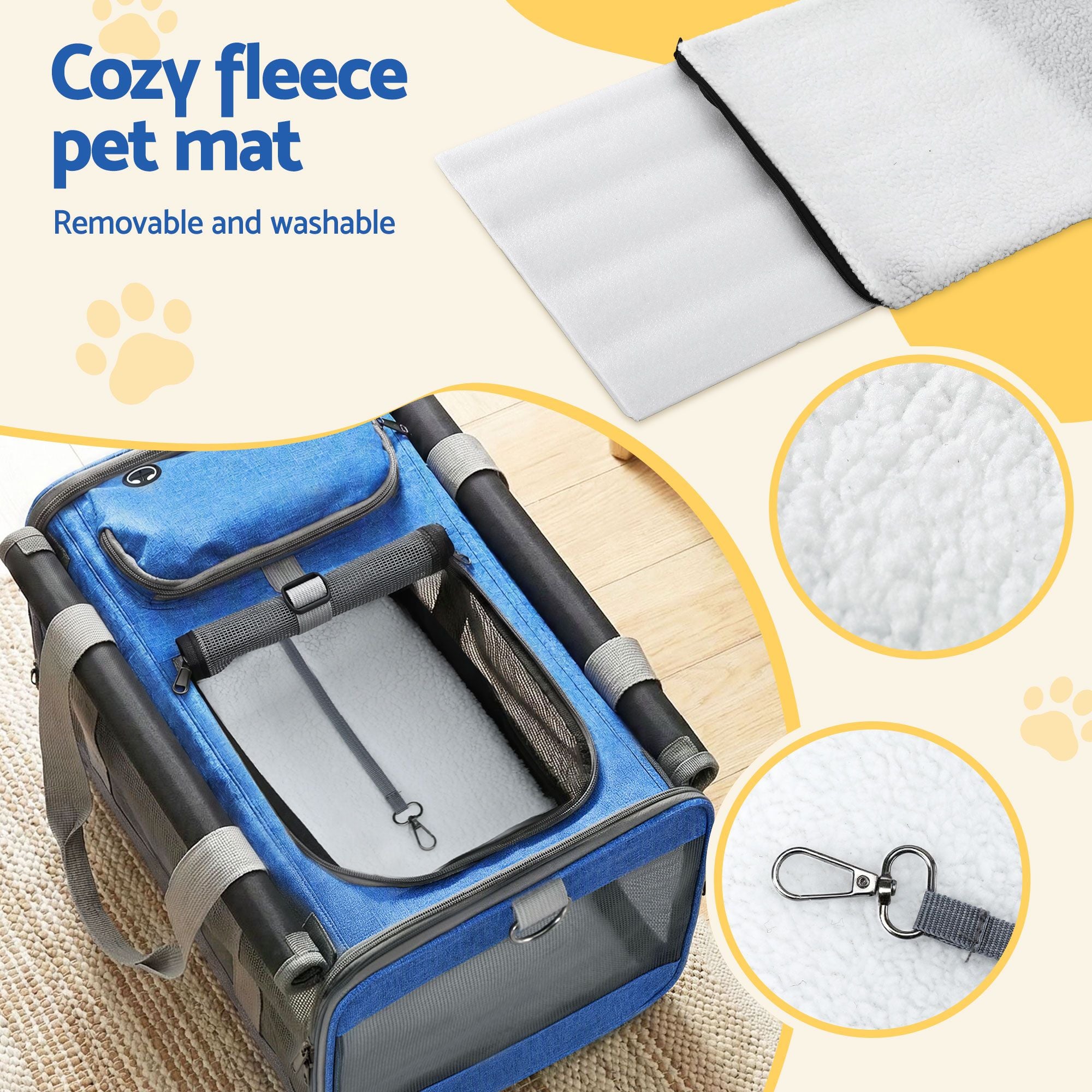 i.Pet Pet Carrier Bag Foldable Dog Cat Durable Crate Travel Cage Portable Car