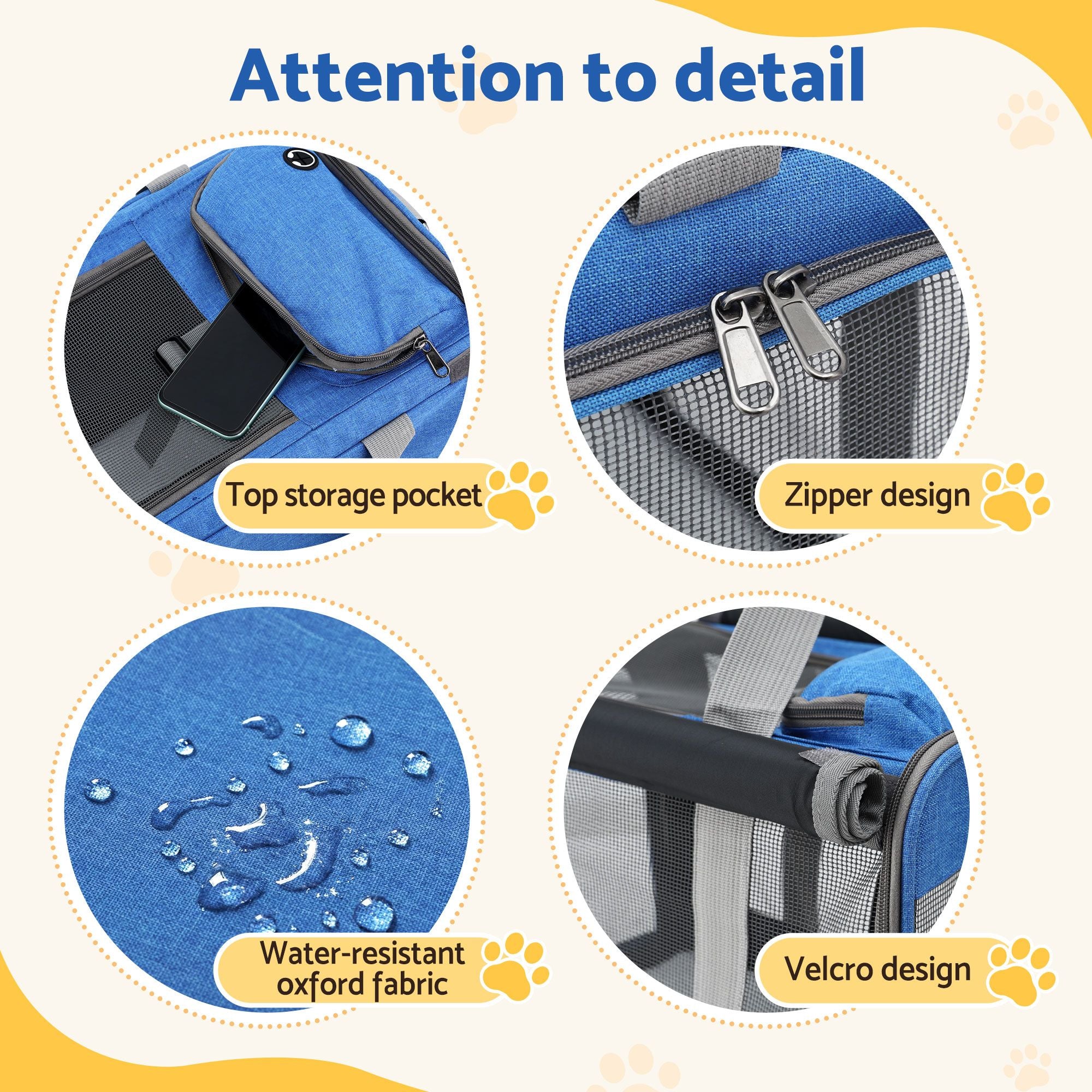 i.Pet Pet Carrier Bag Foldable Dog Cat Durable Crate Travel Cage Portable Car