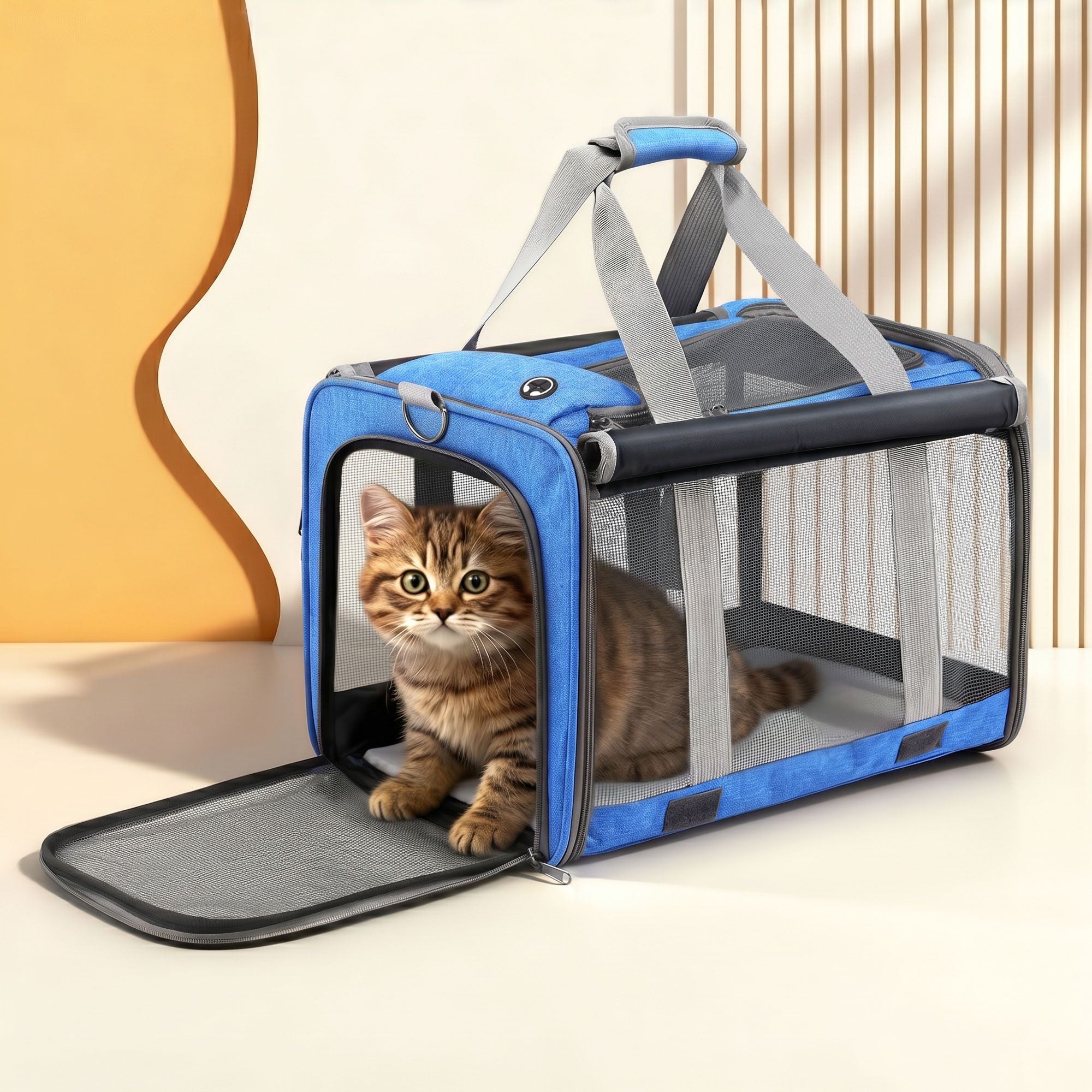 i.Pet Pet Carrier Bag Foldable Dog Cat Durable Crate Travel Cage Portable Car