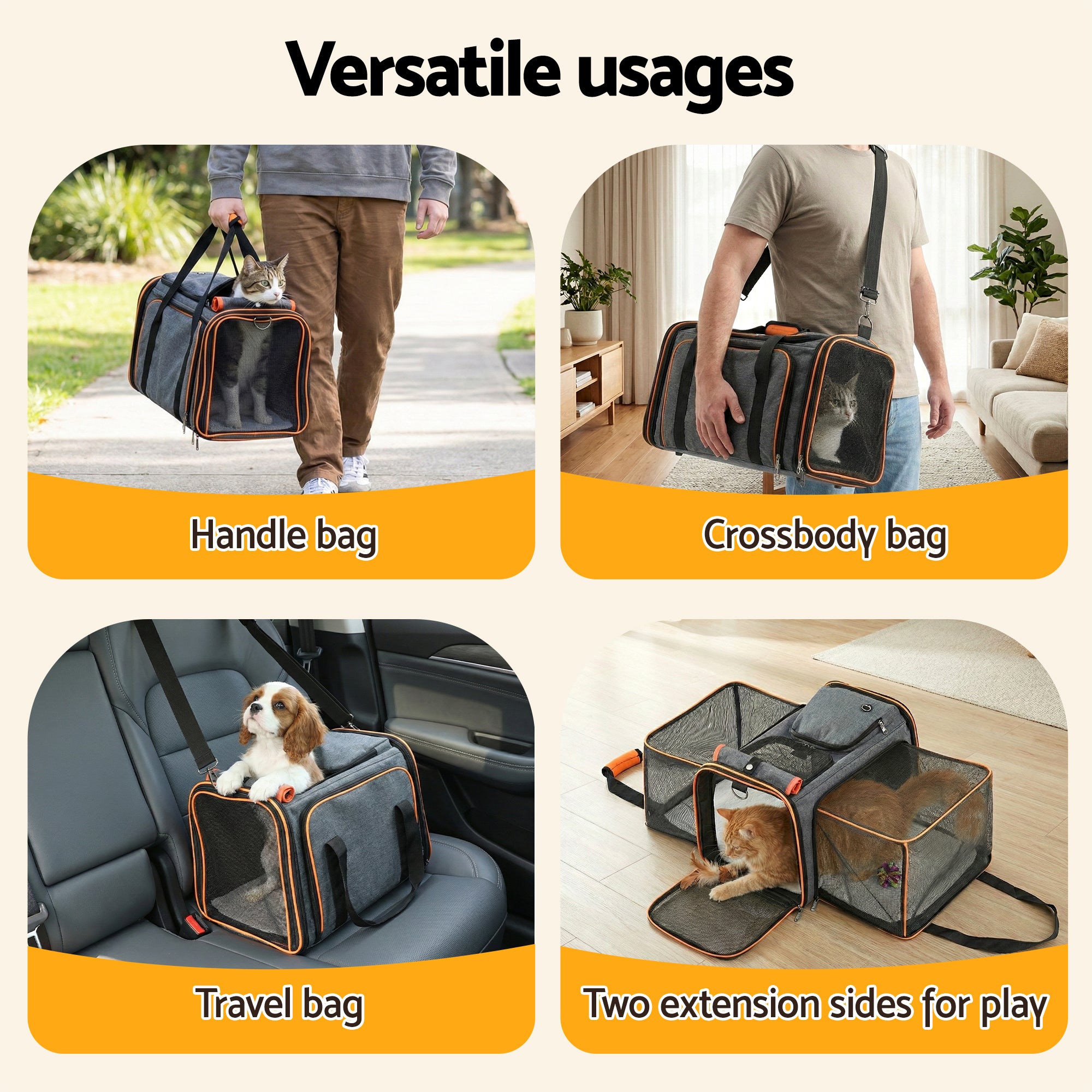 i.Pet Pet Carrier Bag Foldable Expandable Dog Free Delivery