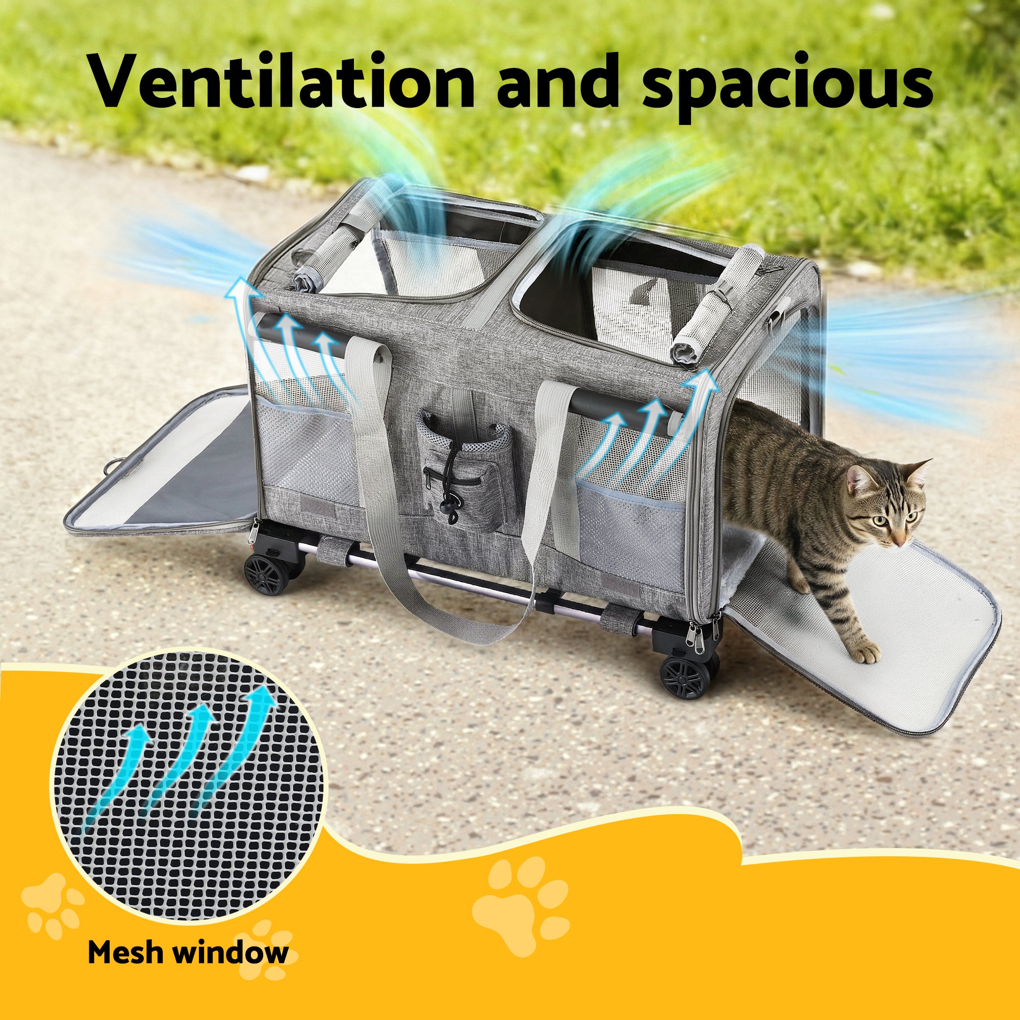 i.Pet Pet Carrier Swivel Wheels Foldable Cat Free Delivery