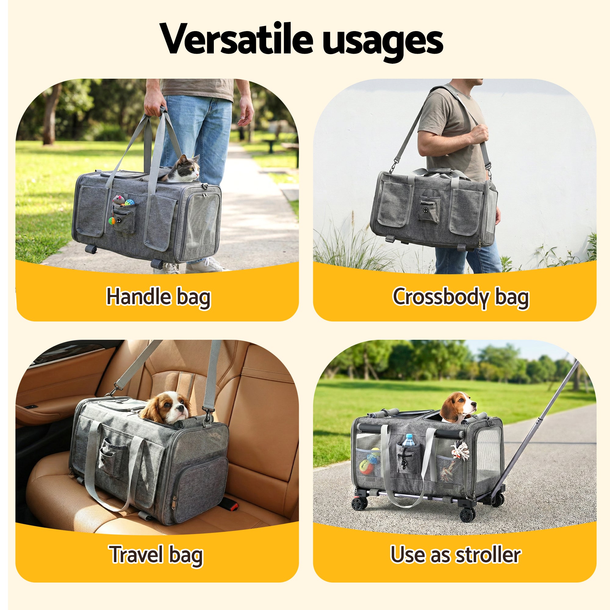 i.Pet Pet Carrier Swivel Wheels Foldable Cat Free Delivery