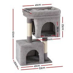 i.Pet Cat Tree 67cm Tower Scratching Post Trees Scratcher Condo House Light Grey