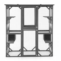 i.Pet Cat House 181cm Outdoor Catio Enclosure Walk-In Large Rabbit Hutch Grey