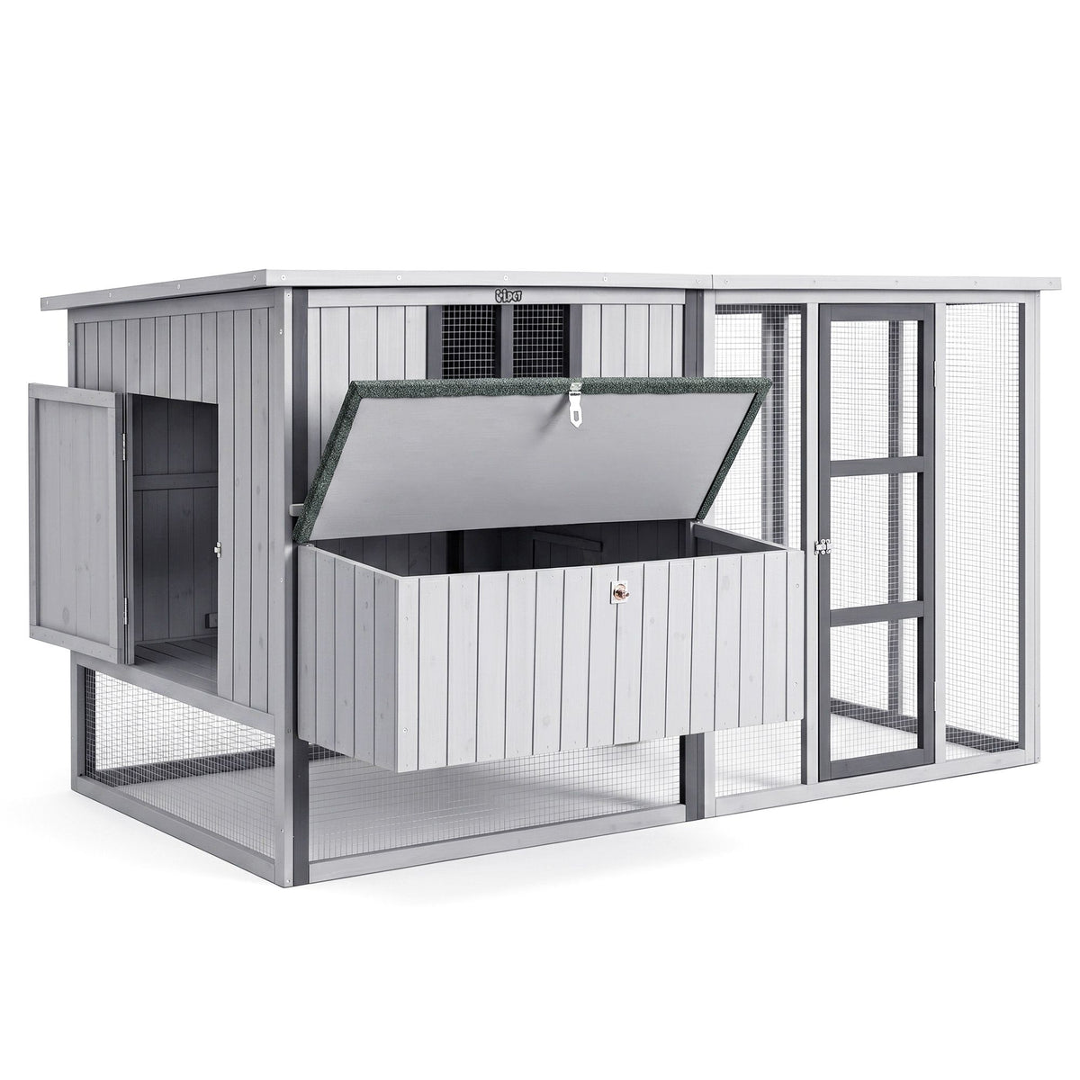 i.Pet Chicken Coop 219cm Rabbit Hutch Poultry Cage Outdoor Enclosure Wood