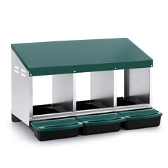 i.Pet Chicken Nesting Box Roll Away 3 Holes Metal Wall Mounted Nest Box Green