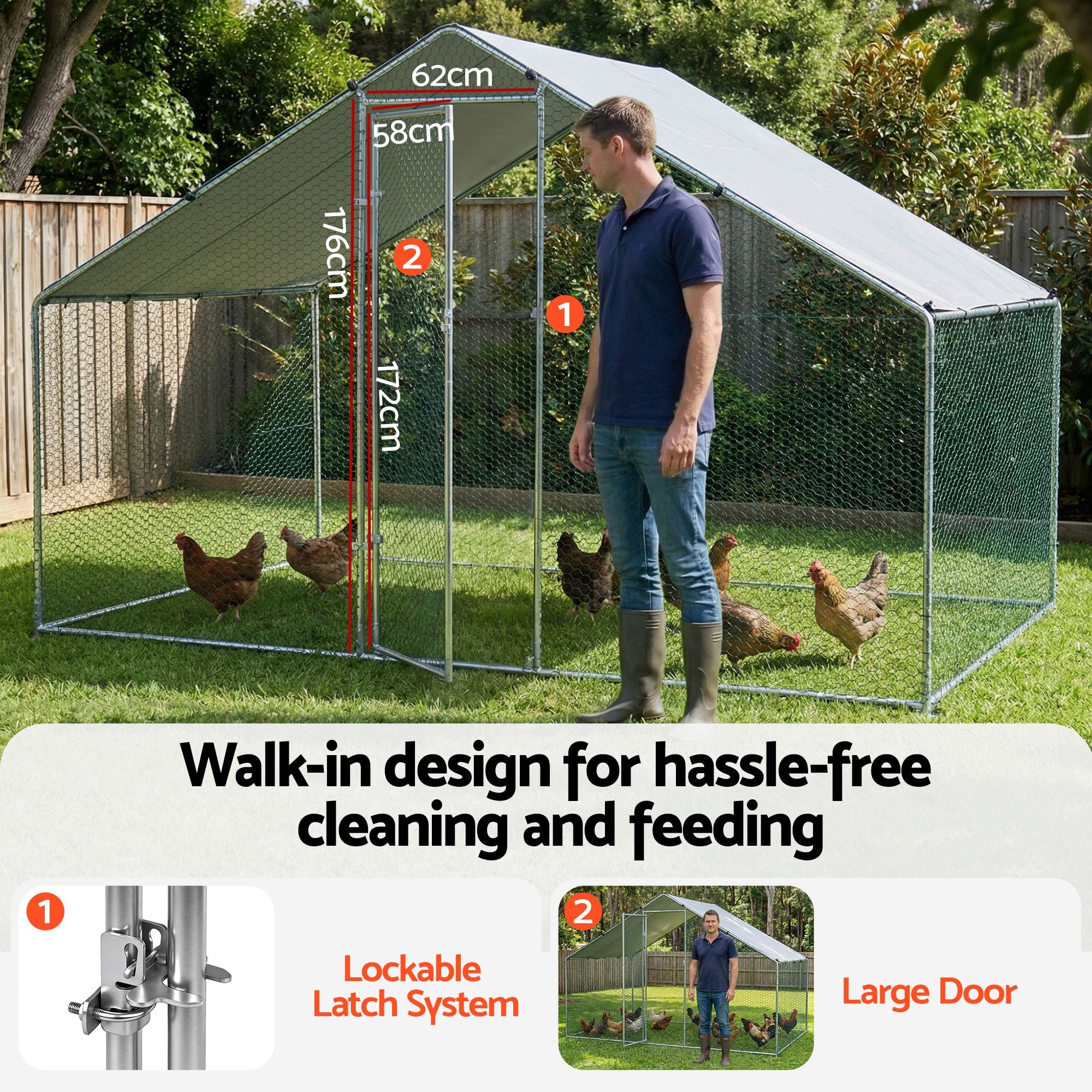 i.Pet Chicken Coop Rabbit Hutch Outdoor Run Walk in Hen Cage Ferret House 3x2x2m
