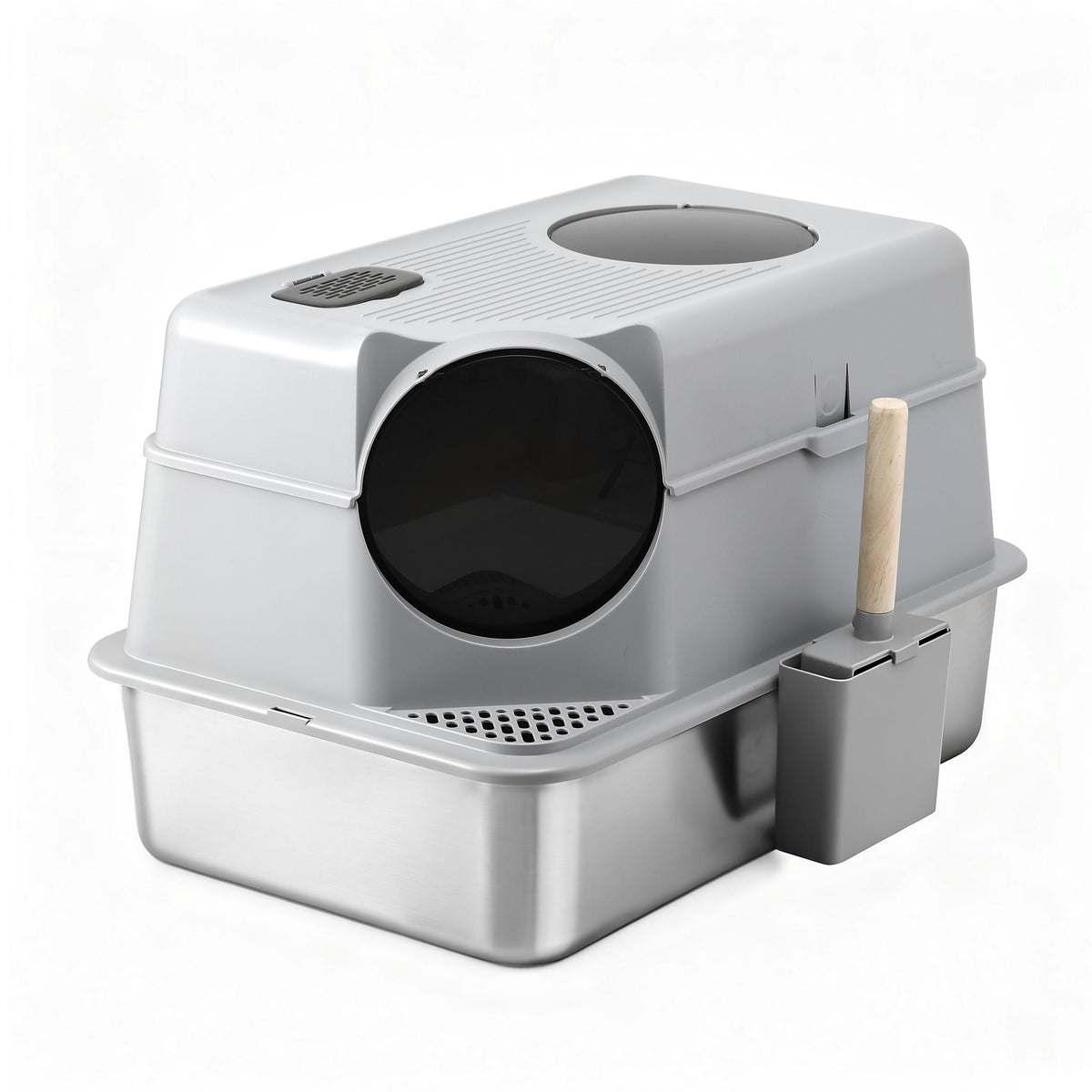 i.Pet Cat Litter Box Large Stainless Steel High Sided Pet Toilet Odour Control