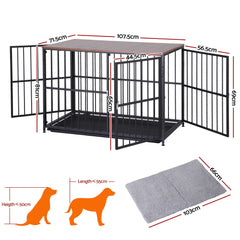i.Pet Extra Large Dog Crate Furniture 107cm Dog Cage Puppy Pet Wooden Black