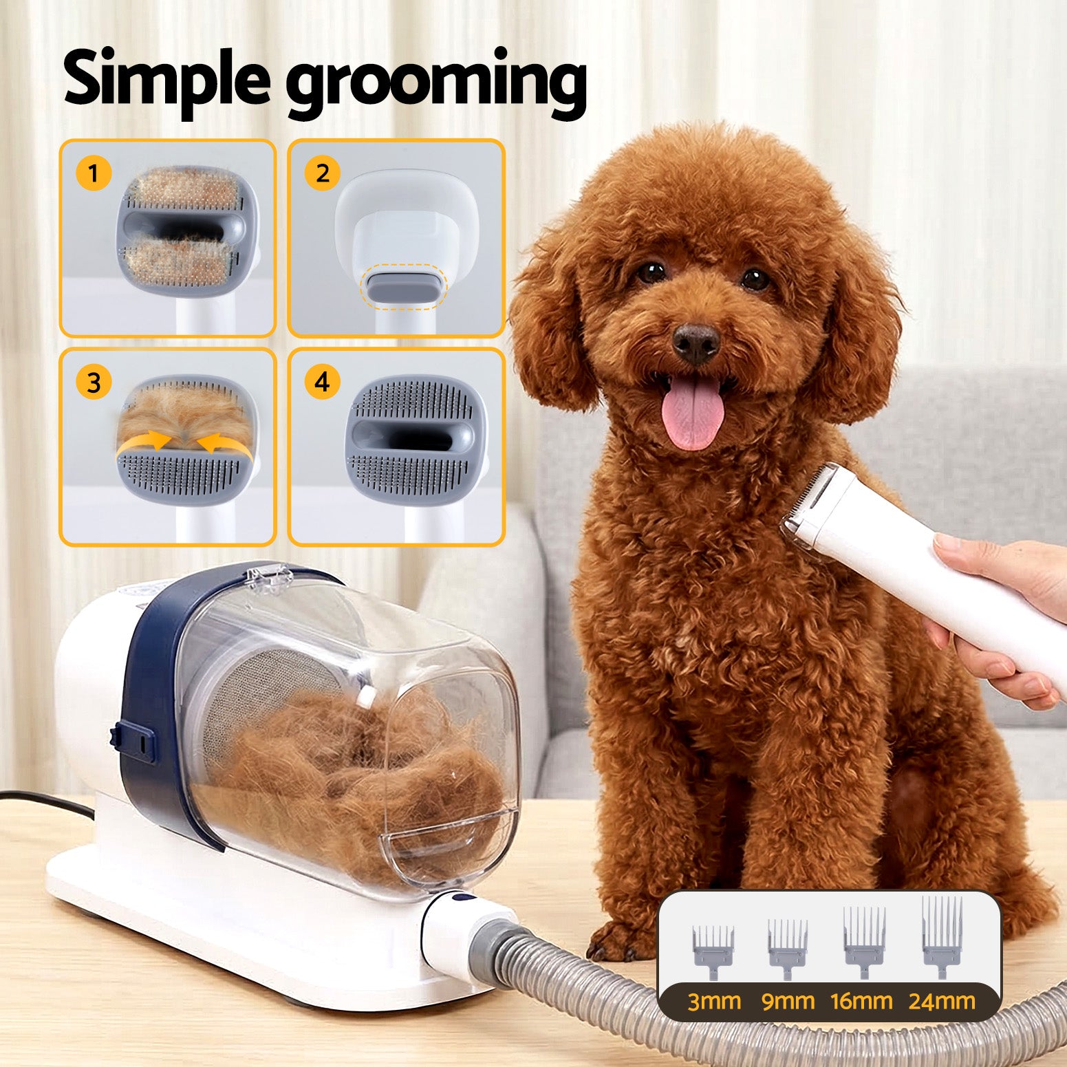i.Pet Pet Grooming Kit Vacuum Dog Cat Hair Dryer Remover Clipper Brushes